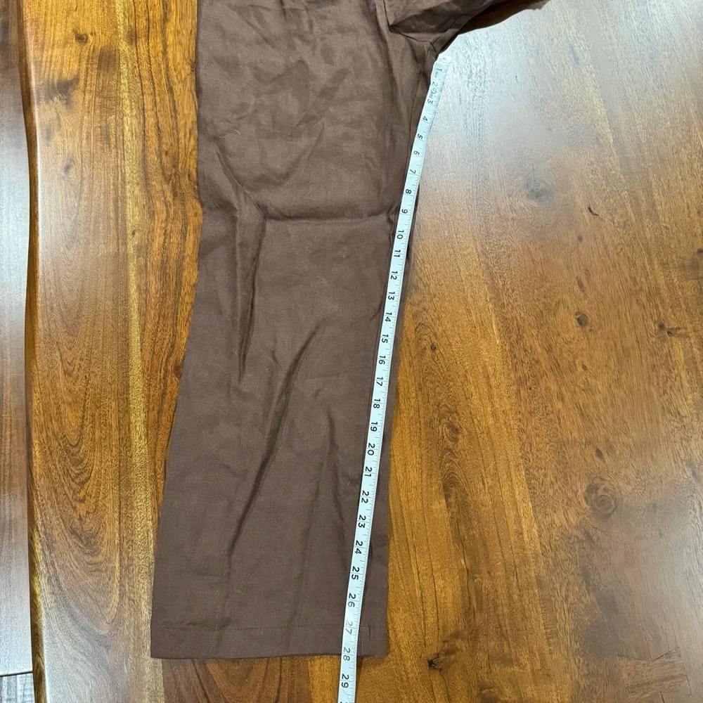 Reformation Vesta Pleated Linen High-Rise Trousers Cafe Brown Size 0 European - Picture 7 of 8